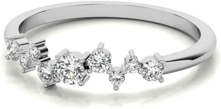 0.20Ctw Petite Round Zig-Zag Pattern Lab Grown Diamond Stackable Band In 14k White, Yellow, Rose Gold For Women,Wedding Band,Matching Band,Engagement Ring Band