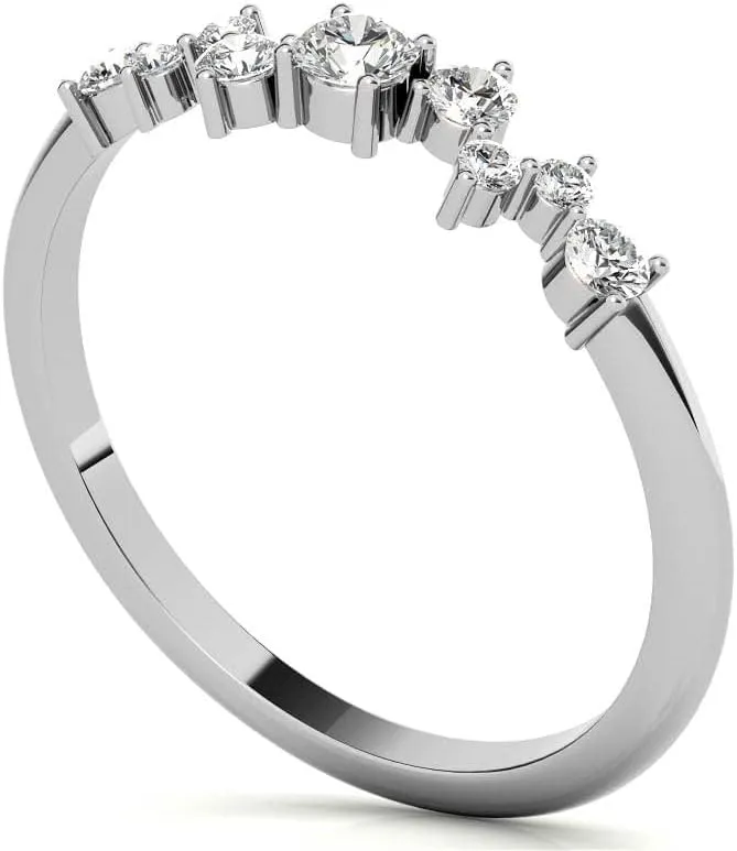 0.20Ctw Petite Round Zig-Zag Pattern Lab Grown Diamond Stackable Band In 14k White, Yellow, Rose Gold For Women,Wedding Band,Matching Band,Engagement Ring Band