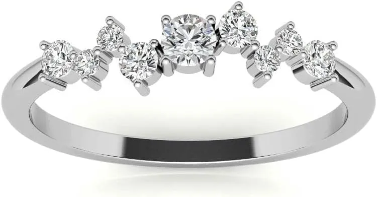 0.20Ctw Petite Round Zig-Zag Pattern Lab Grown Diamond Stackable Band In 14k White, Yellow, Rose Gold For Women,Wedding Band,Matching Band,Engagement Ring Band