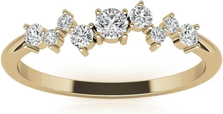 0.20Ctw Petite Round Zig-Zag Pattern Lab Grown Diamond Stackable Band In 14k White, Yellow, Rose Gold For Women,Wedding Band,Matching Band,Engagement Ring Band