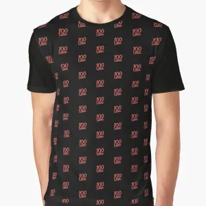 100 Emoji Graphic T-Shirt - Vibrant Red Pattern