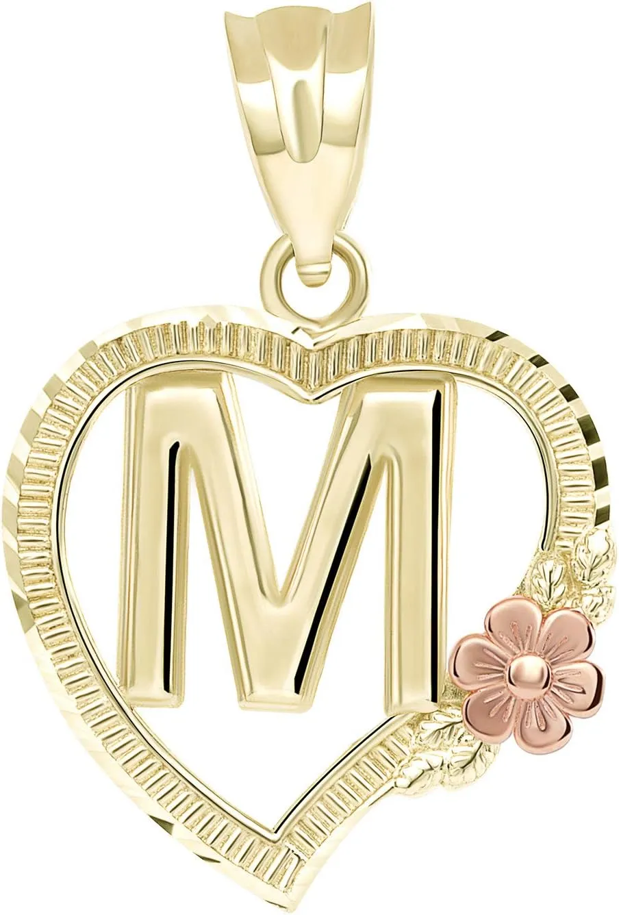 10k Two-Tone Initial Heart Pendant in Yellow and Rose Gold