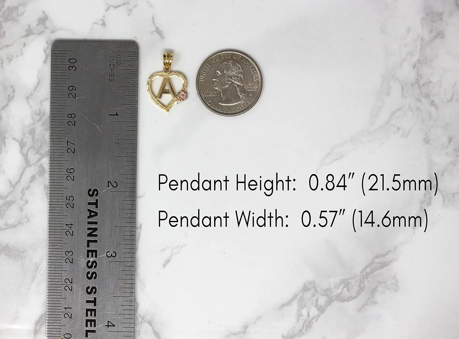10k Two-Tone Initial Heart Pendant in Yellow and Rose Gold