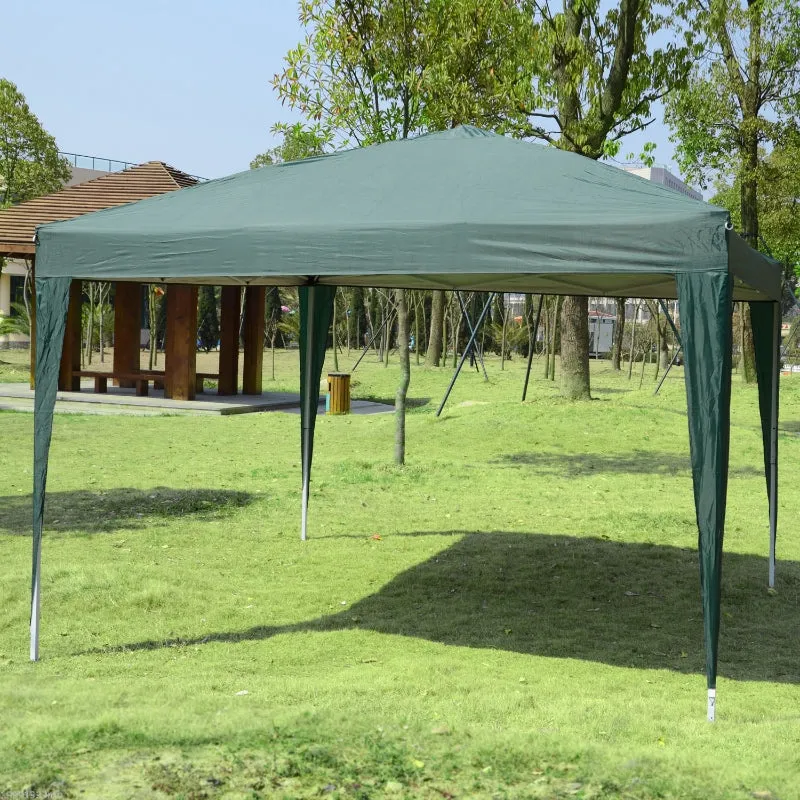 10x10 ft Easy Folding Pop Up Wedding Party Pavilion Tent with 4 sidewalls - Green