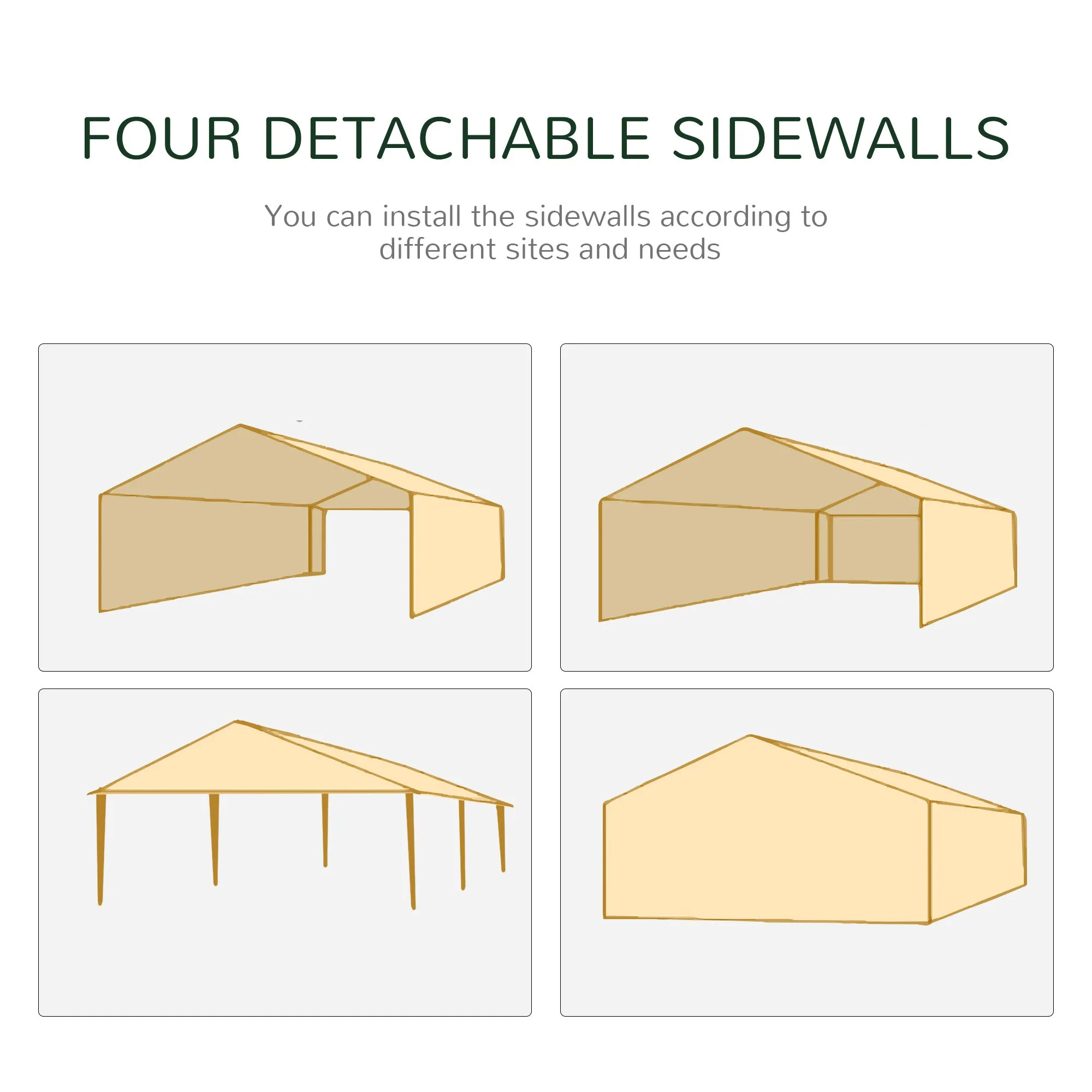 10x20 ft Gazebo Canopy Tent with 4 Removable Window Side Walls - White