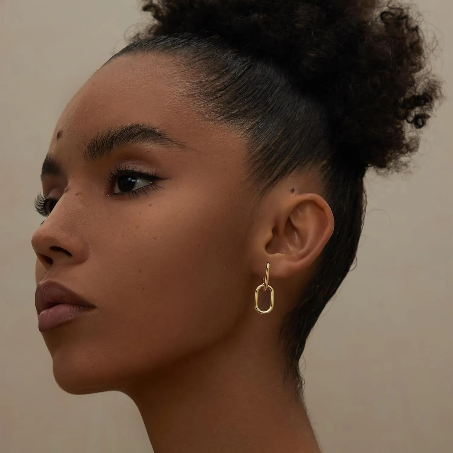 14K Gold Convertible Paperclip Link Earrings,925 Sterling Silver Post Geometric Circle Twist Huggie Hoop Earrings, Drop Dangle Earrings for Women