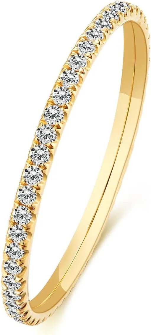 14k Solid Gold Petite Full Diamond Eternity Band Ring for women, 0.32~0.36ct,DEF VS~VVS,Wedding,No fading, No allergies,Lab grown Diamond