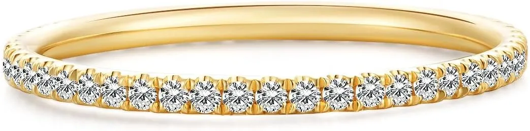 14k Solid Gold Petite Full Diamond Eternity Band Ring for women, 0.32~0.36ct,DEF VS~VVS,Wedding,No fading, No allergies,Lab grown Diamond
