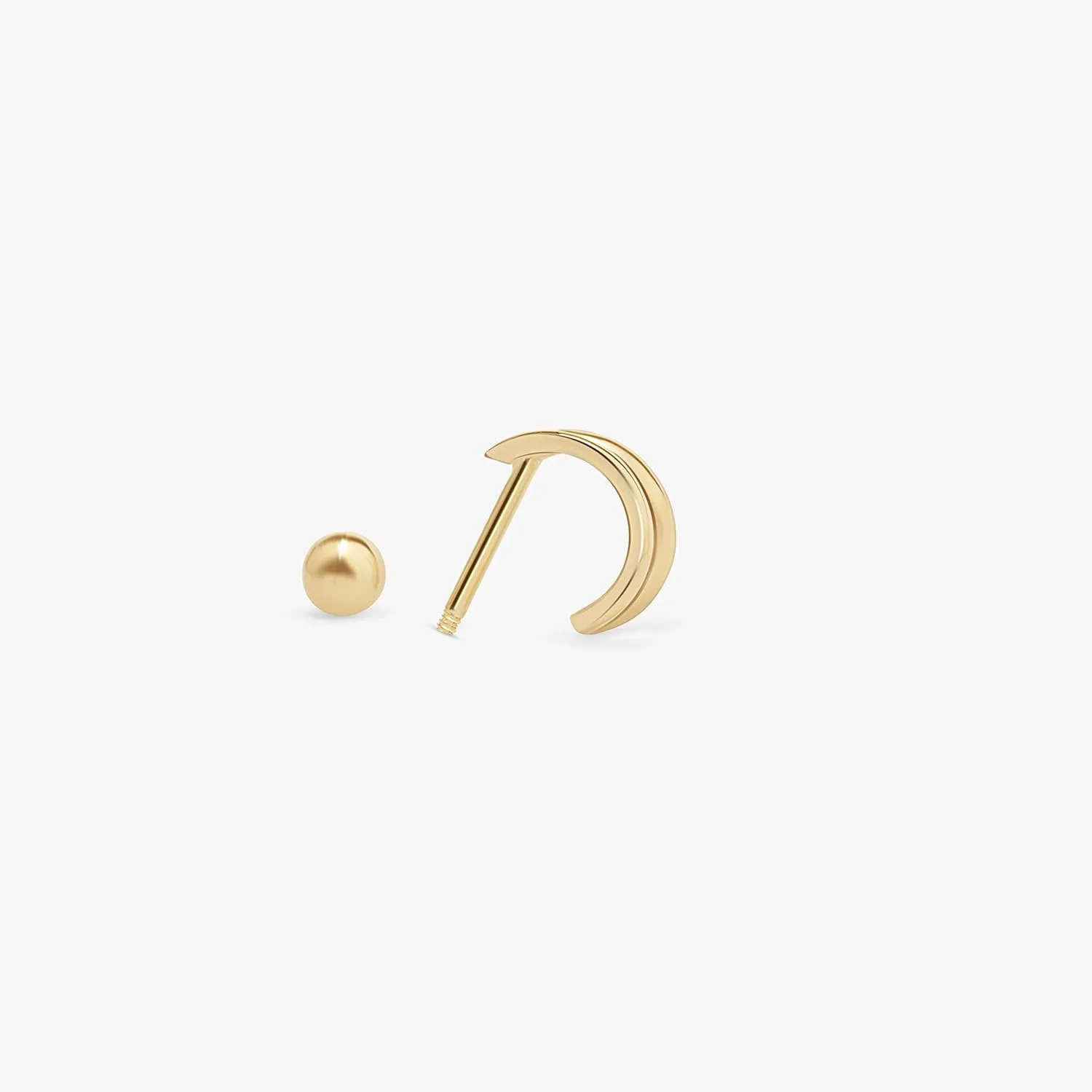 14K Yellow Gold Double Wire Ear Cuff Wrap Cartilage Stud Earring Internally Threaded Upper Ear Piercing Hypoallergenic, Sold Separately