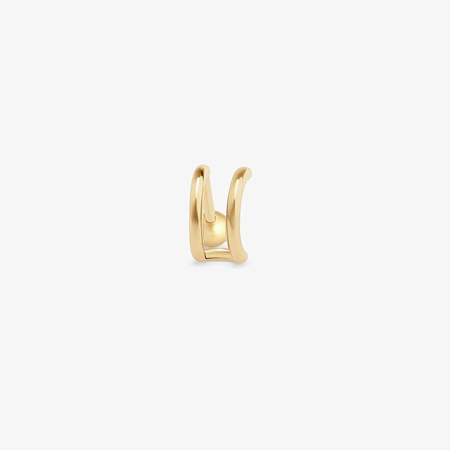 14K Yellow Gold Double Wire Ear Cuff Wrap Cartilage Stud Earring Internally Threaded Upper Ear Piercing Hypoallergenic, Sold Separately