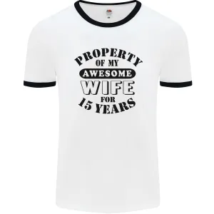 15th Wedding Anniversary 15 Year Funny Wife Mens Ringer T-Shirt