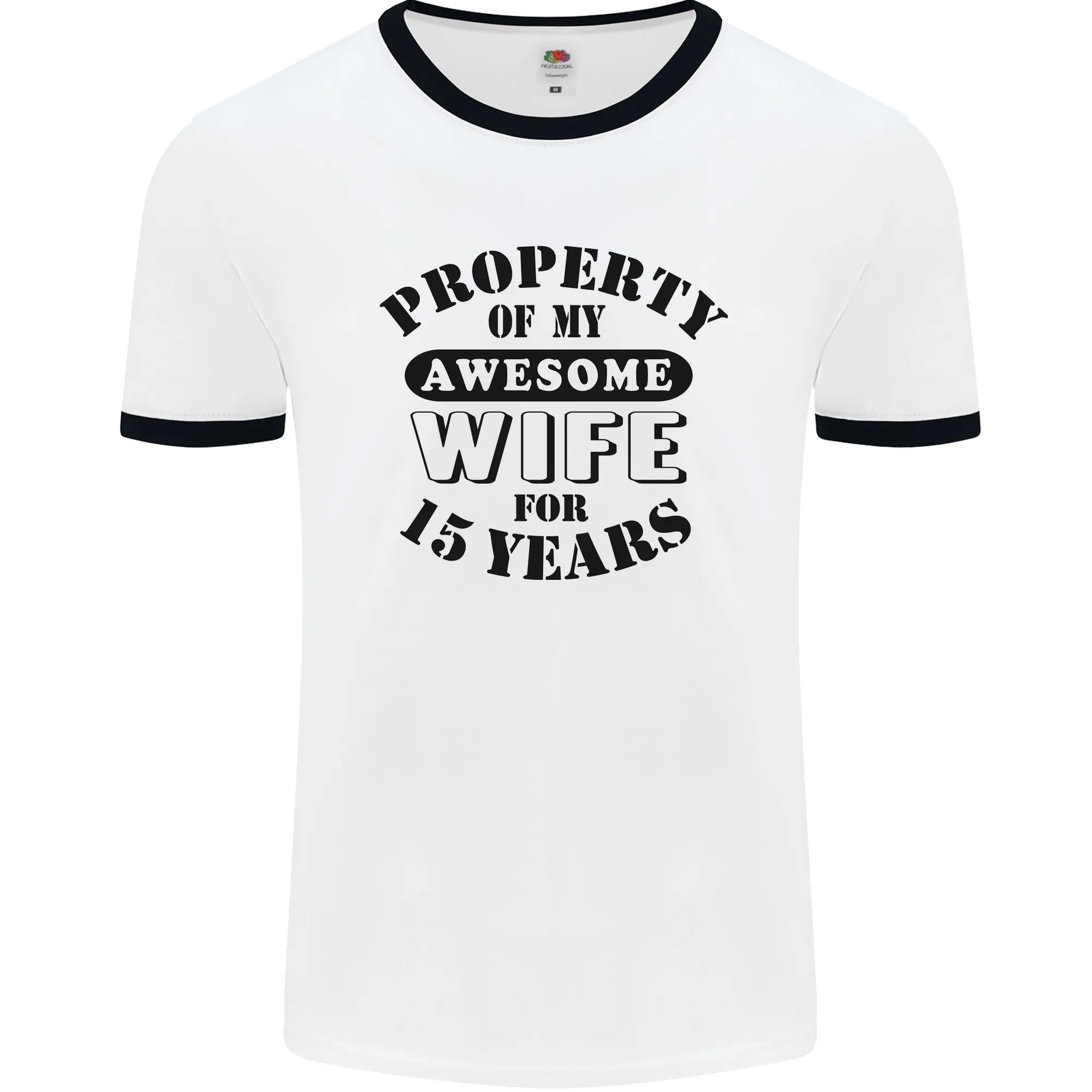 15th Wedding Anniversary 15 Year Funny Wife Mens Ringer T-Shirt