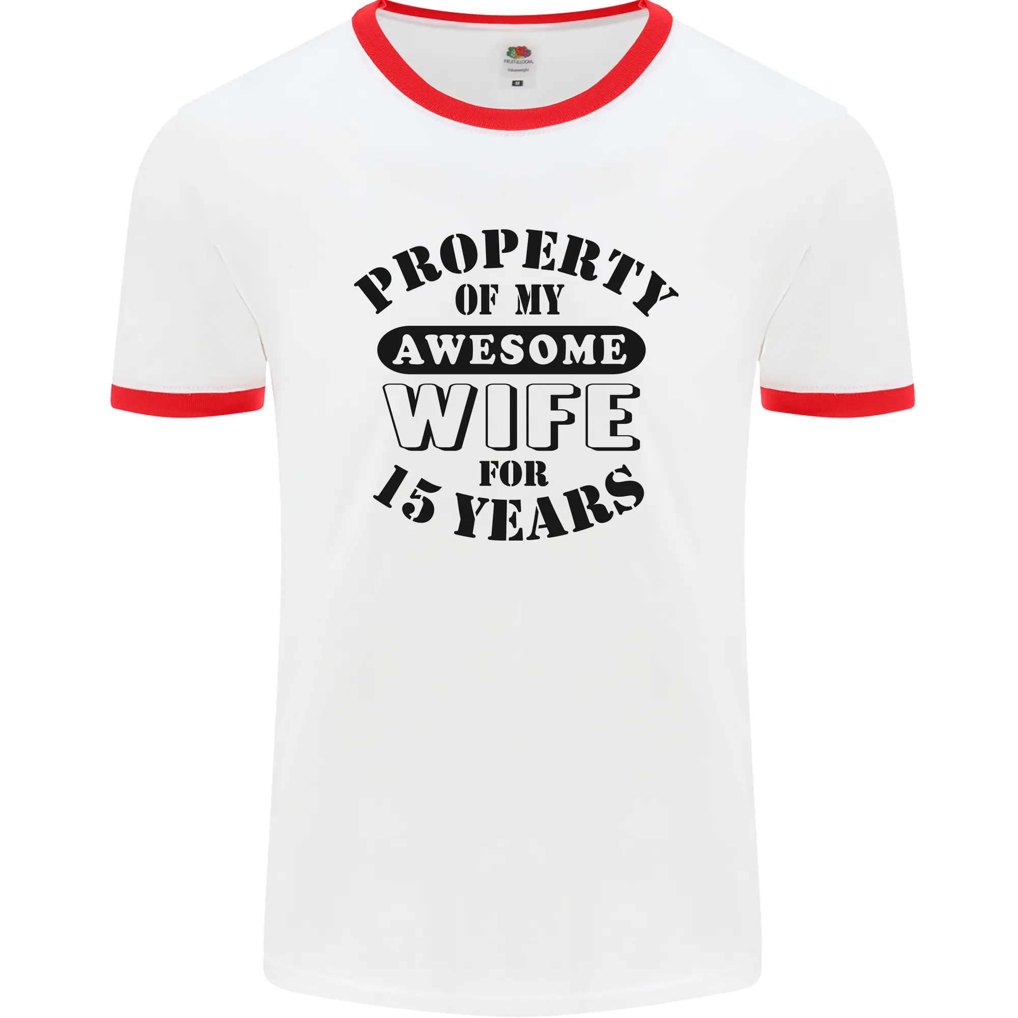 15th Wedding Anniversary 15 Year Funny Wife Mens Ringer T-Shirt