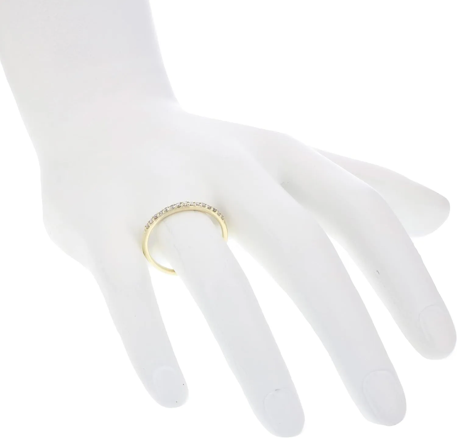 1/8 cttw Petite Round Diamond Wedding Band for Women 10K Yellow Gold Prong Set