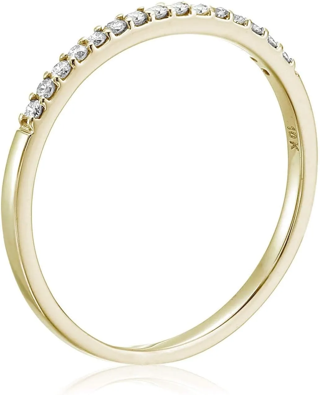 1/8 cttw Petite Round Diamond Wedding Band for Women 10K Yellow Gold Prong Set