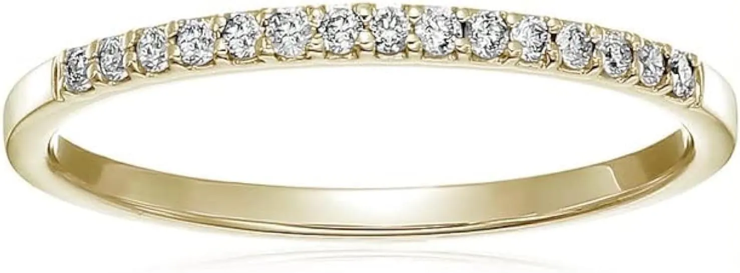1/8 cttw Petite Round Diamond Wedding Band for Women 10K Yellow Gold Prong Set