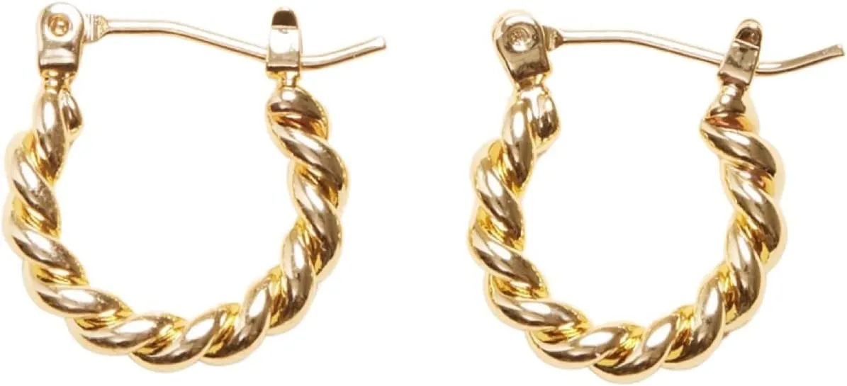 18K Gold Plated Brass Mini French Twist Hoops, Hoop Earrings, Minimalist Style, Women Jewelry Gift