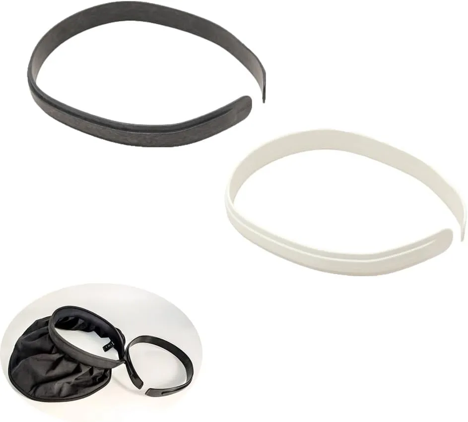 2 Pack Sun Visor Hats Shaper Inserts Inside Plastic Head Band Ring Loop Support for Sun Visors DIY Women Straw Sun Visor Hat Roll-up Wide Brim Sun Hats Ponytail Beach Hat White/Black