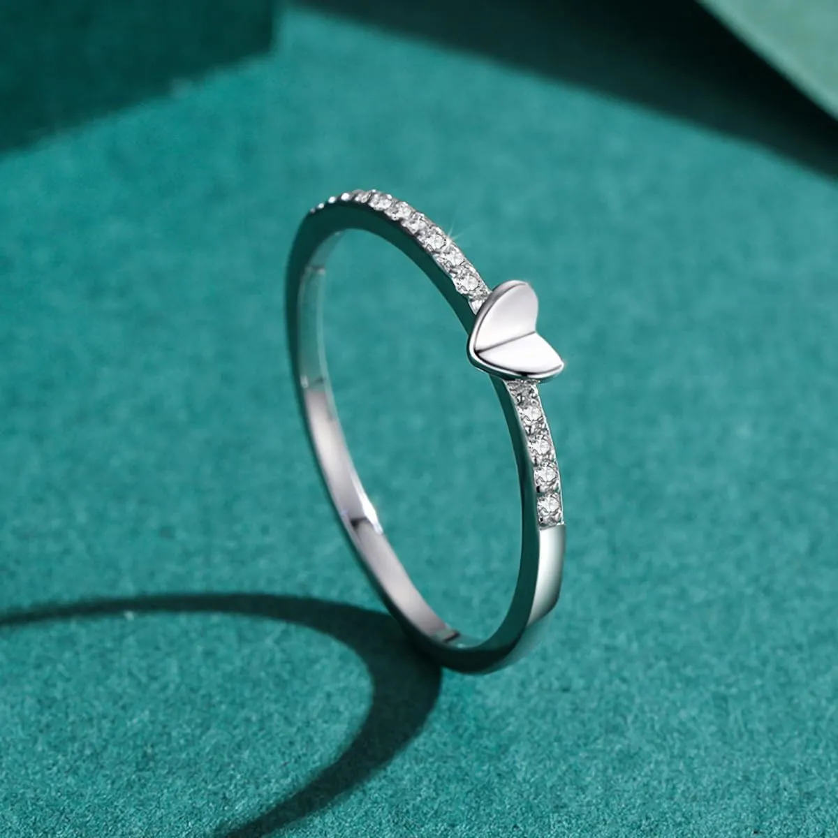 925 Sterling Silver Heart Ring CZ Simulated Diamond Ring Wedding Engagement Rings Stackable Rings for Women