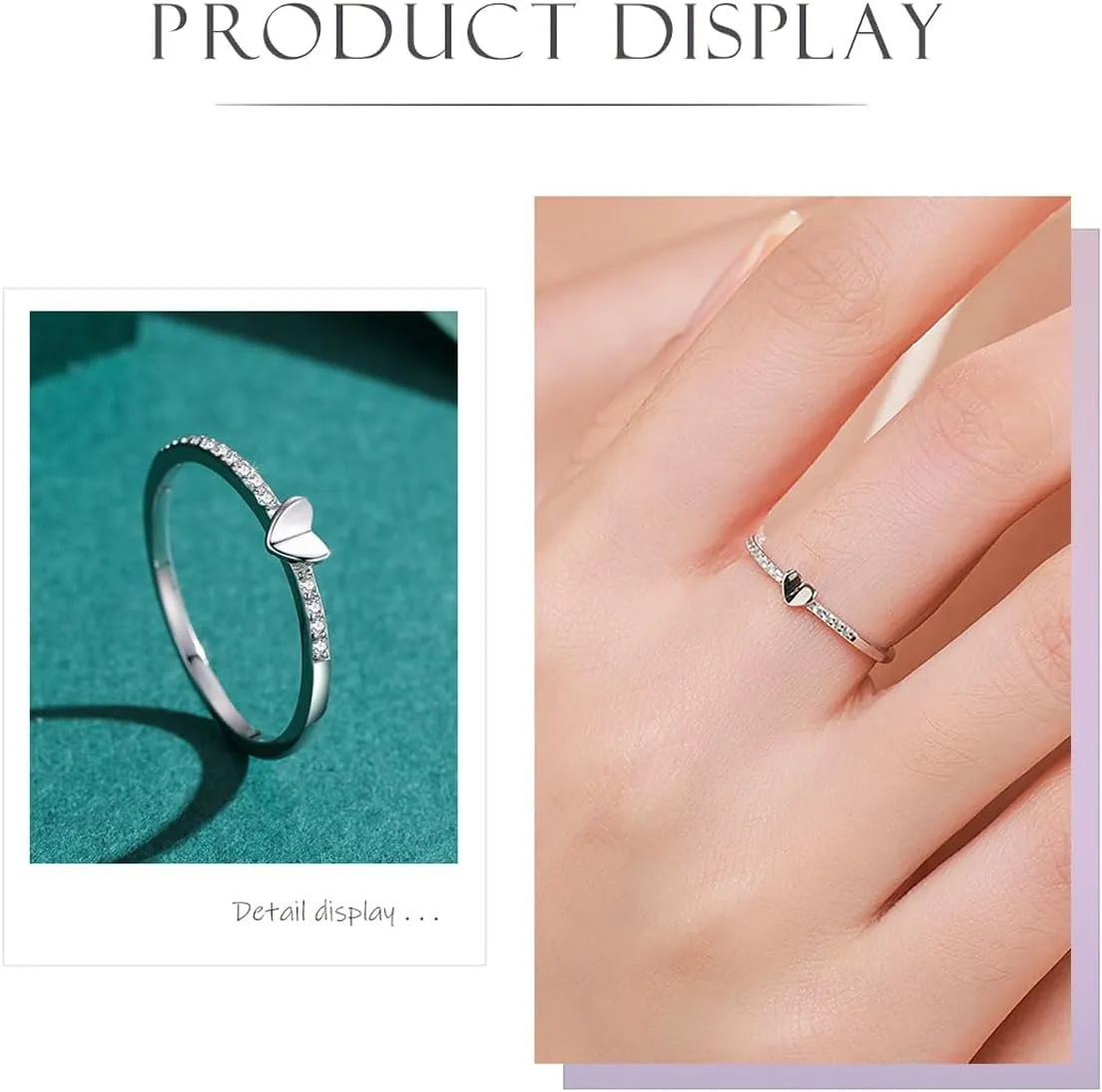 925 Sterling Silver Heart Ring CZ Simulated Diamond Ring Wedding Engagement Rings Stackable Rings for Women