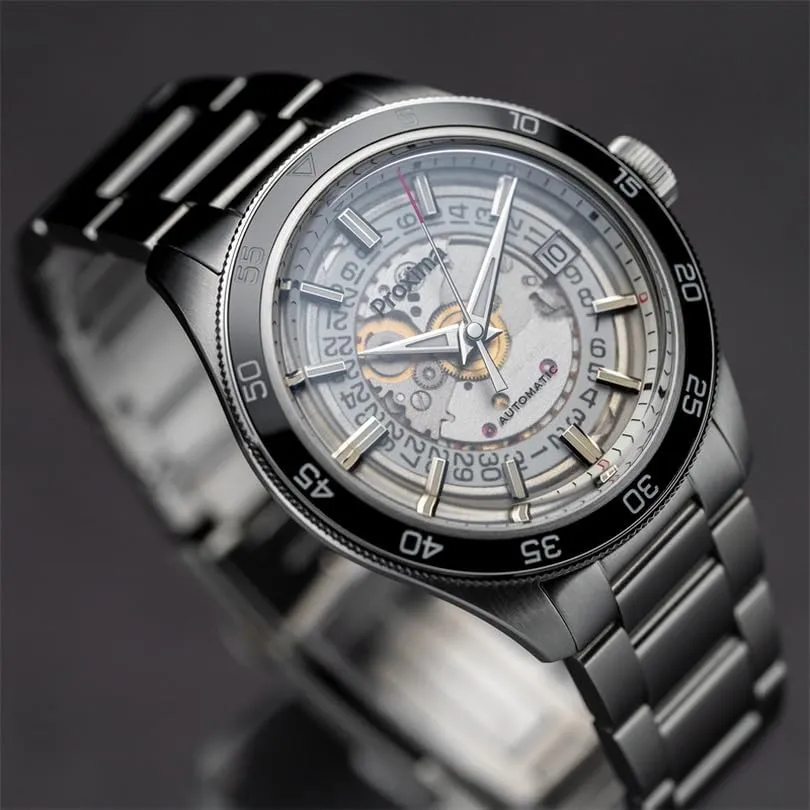 ACHARD AMOY Men Automatic Watch Luxury Mechanical Wristwatch Diver 20ATM BGW-9 Luminous Sapphire Skeleton Ceramic Bezel PT5000