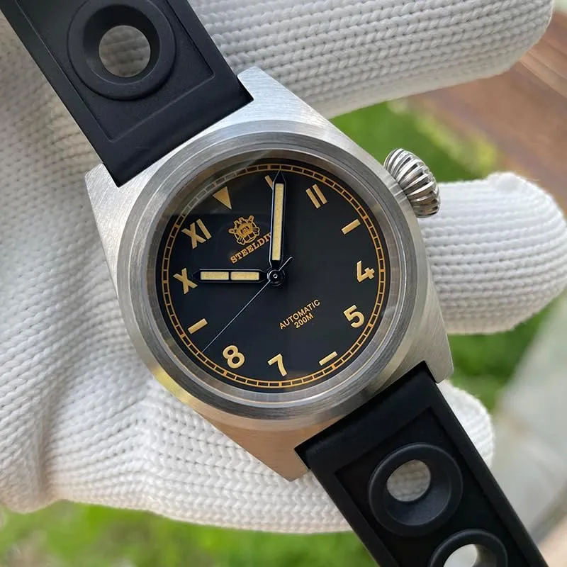 ACHARD AMOY Men Automatic Watch Pilot 39mm Mechanical Wristwatch Diver 20ATM C3 Luminous Sapphire Mirror NH35 Military