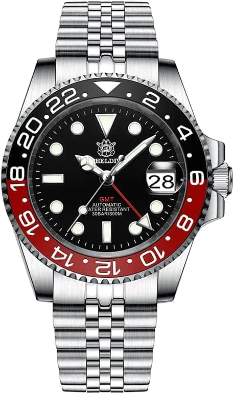ACHARD AMOY Men GMT Watch 41MM Automatic Mechanical Wristwatch Diver 30ATM Waterproof BGW-9 Luminous Sapphire Ceramic Bezel NH34 (GMT Watch 4)