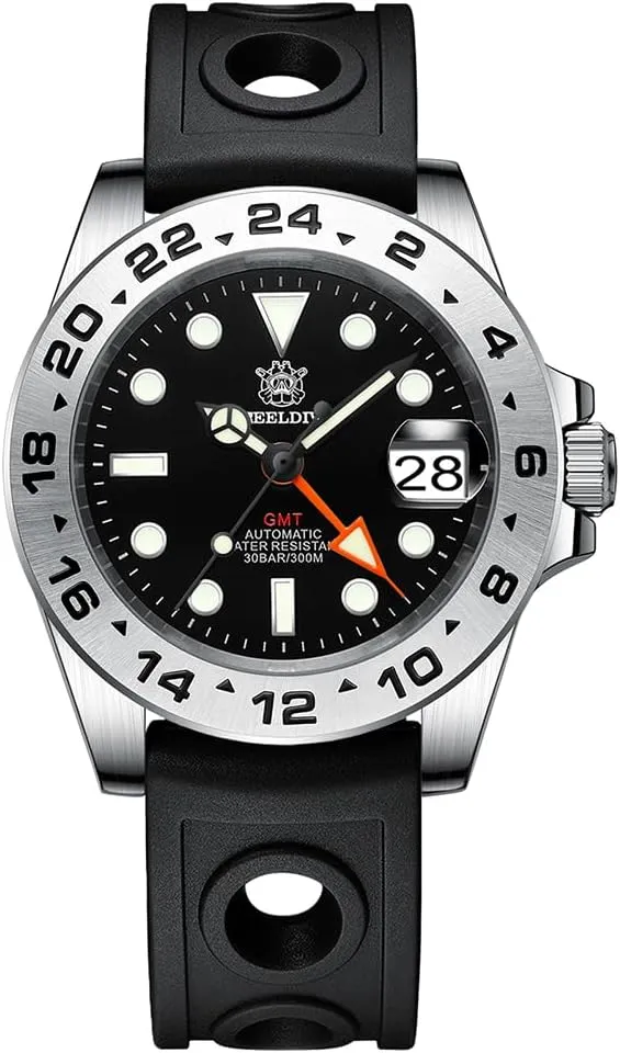 ACHARD AMOY Men GMT Watch Luxury 41mm Automatic Mechanical Wristwatch Diver 30ATM BGW-9 Luminous Sapphire Mirror NH34 Steel Bezel (GMT Watch 3)