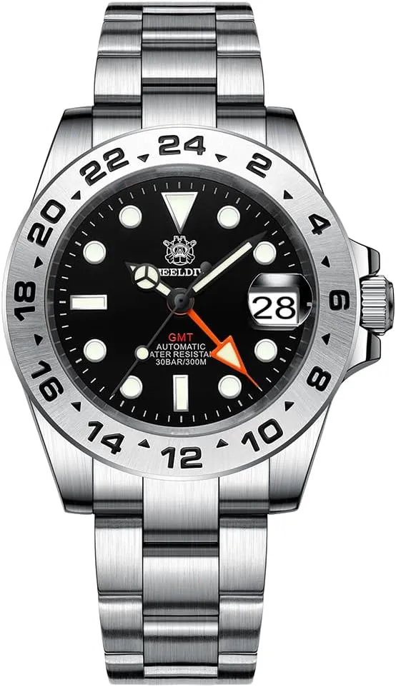 ACHARD AMOY Men GMT Watch Luxury 41mm Automatic Mechanical Wristwatch Diver 30ATM BGW-9 Luminous Sapphire Mirror NH34 Steel Bezel (GMT Watch 5)