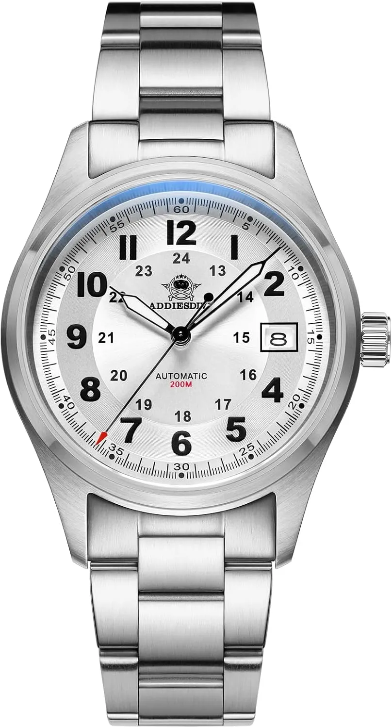 ADDIESDIVE Automatic Watches for Men Stainless Steel NH35A Movement Diver 200 M Luminescent Dial Analog Dress Watch