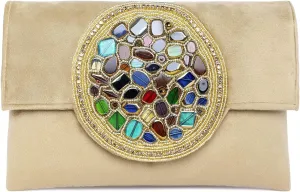 Aheli Brown Embellished Clutch Bag Purse for Women Handmade Handbag Ethnic Bridal Fashion Evening Bag for Women