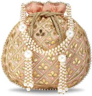 Aheli Embroidered Potli Bag Gift for Women Handmade Ethnic Purse Evening Handbags Stylish Bridal Fashion Clutch Bag