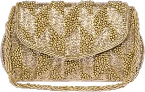 Aheli Golden Clutch Purses for Women Handmade Evening Sling Handbag Stylish Bridal Fashion Clutch Bag for Women