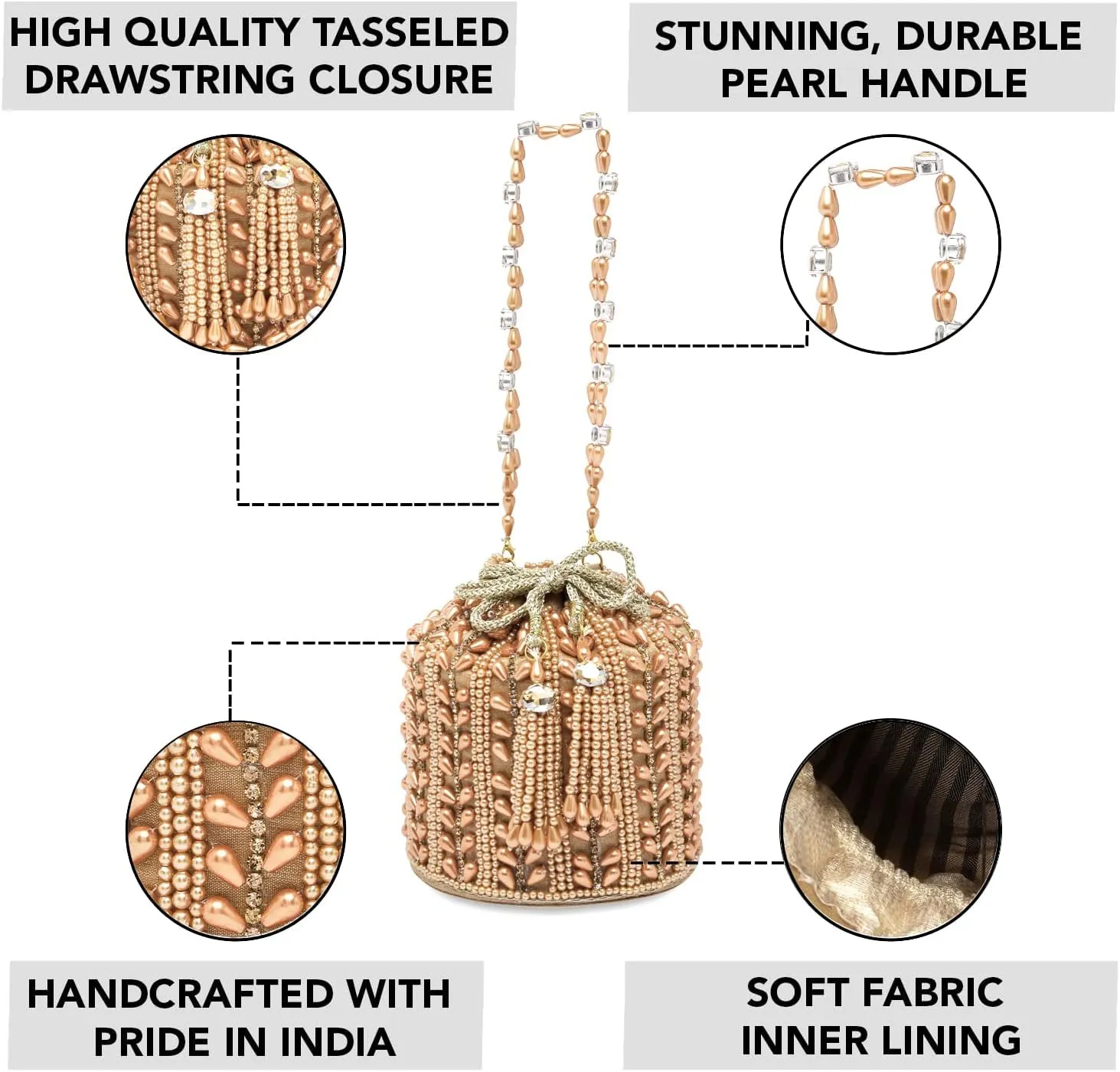 Aheli Potli Bags Gift for Women Evening Bag Clutch Ethnic Bride Purse with Drawstring