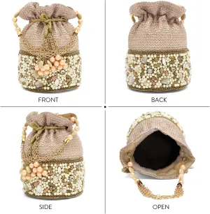 Aheli Potli Bags Gift for Women Evening Bag Clutch Ethnic Bride Purse with Drawstring