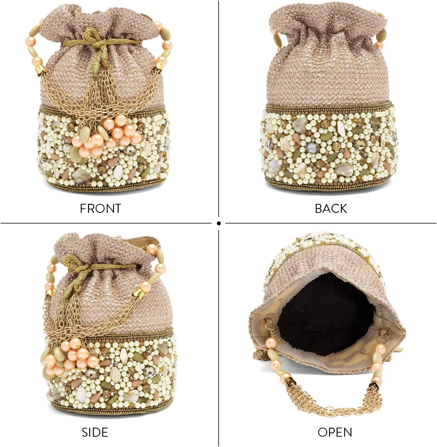 Aheli Potli Bags Gift for Women Evening Bag Clutch Ethnic Bride Purse with Drawstring