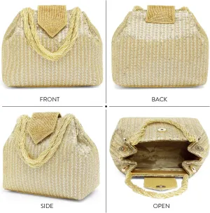 Aheli Potli Bags Gift for Women Evening Bag Clutch Ethnic Bride Purse with Drawstring