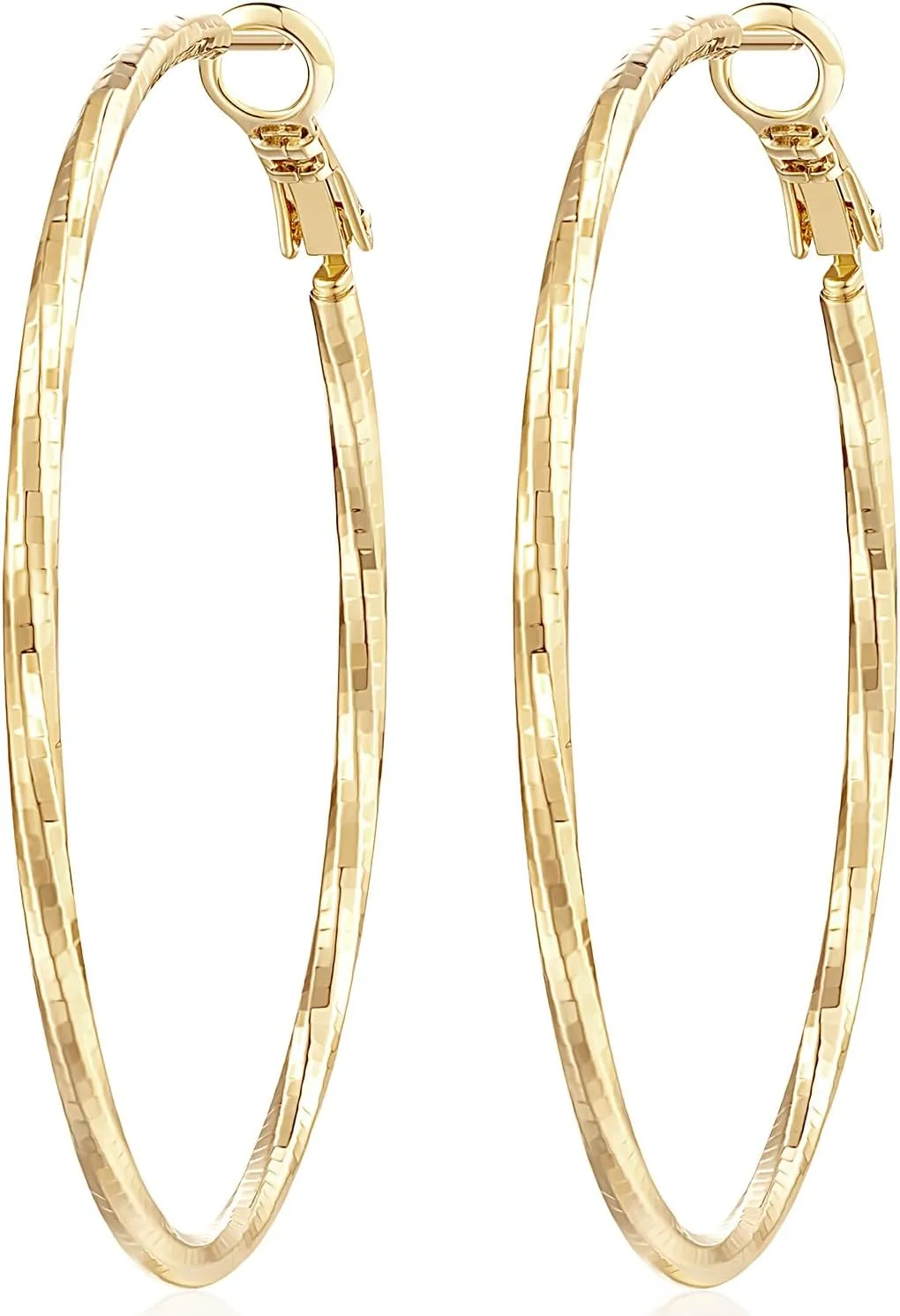 AMELINE Gold Hoop Earrings Large Hoops Earrings for Women Twisted Big Gold Earring Hoops Lightweight Jewelry for Women 50 mm