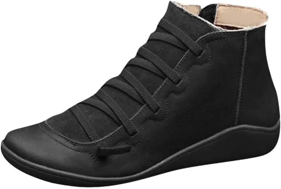 Ankle Boots for Women Fall Boots for Women 2024 Round Toe Casual Lace-up Women's Boots Shoe Side Zipper Comfortable