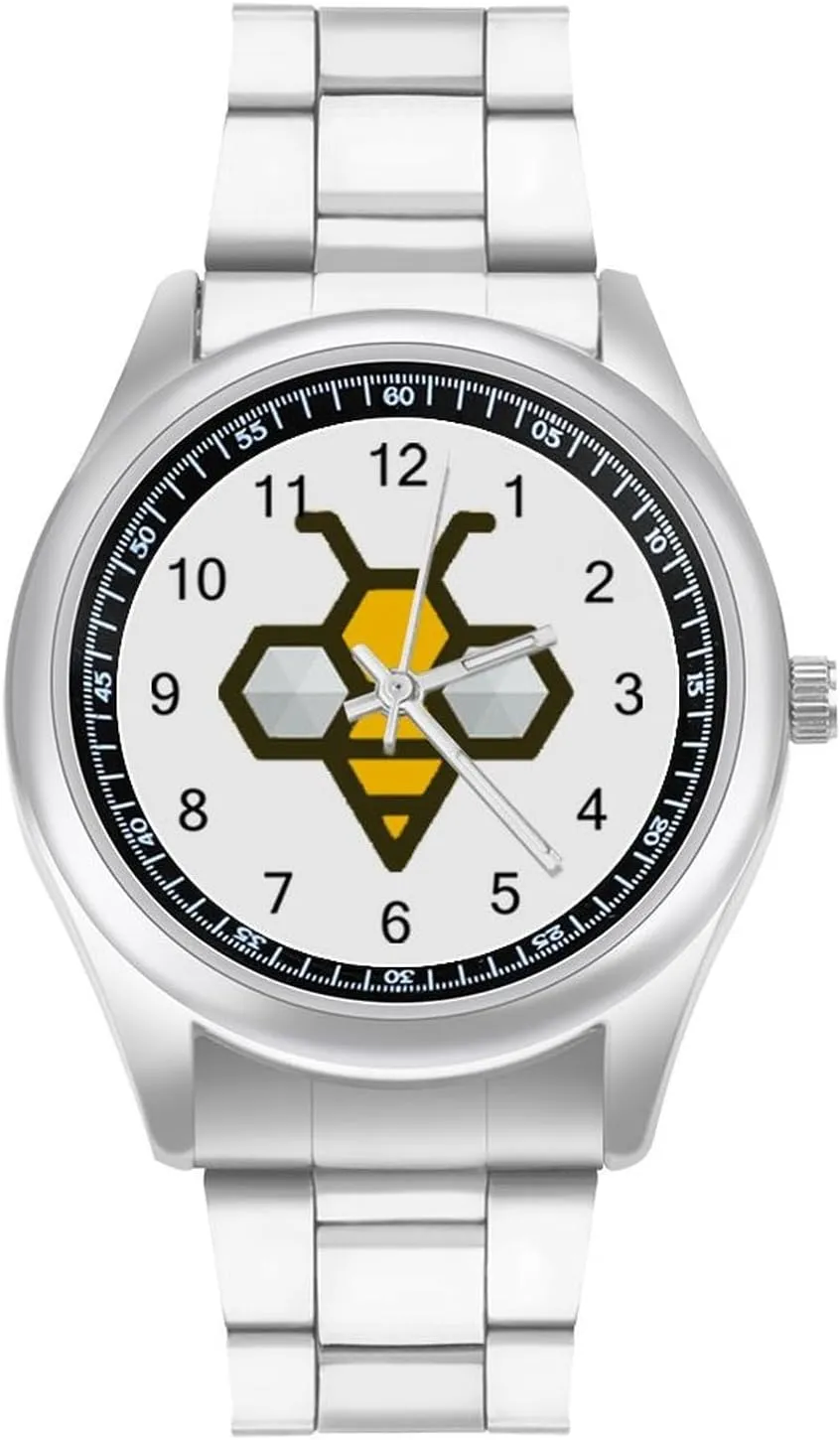 Art Bee with Honeycomb Stainless Steel Strap Simple Business Watches for Men Easy Reader Work Casual Watch