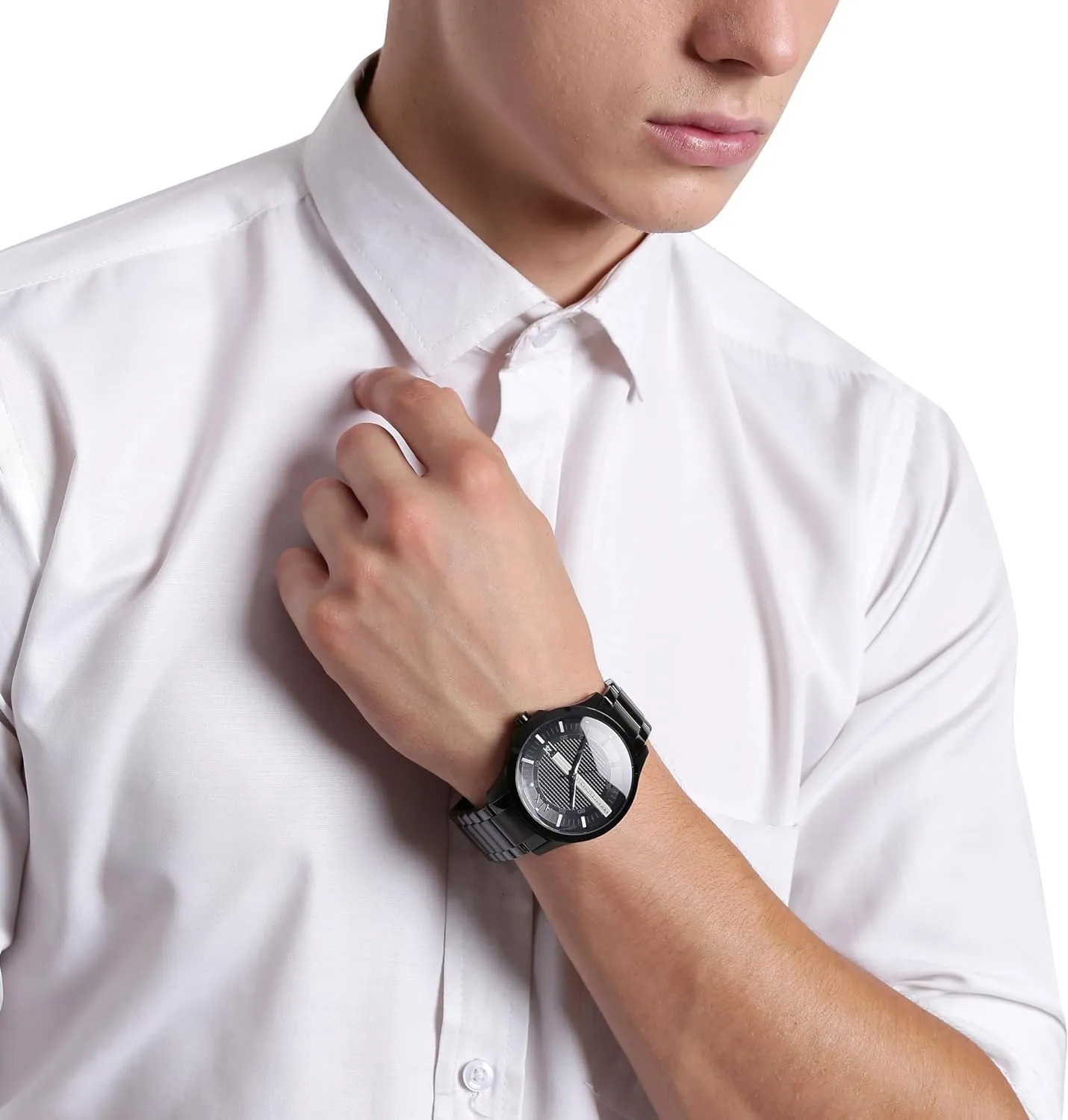 A|X Armani Exchange Men's Watch with Three-Hand Analog Display and Date Window, Watch for Men with Stainless Steel or Leather Band