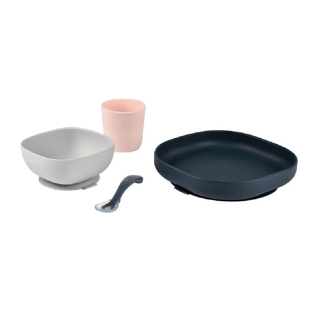 BEABA Silicone Feeding Meal Set - 4 Piece (Night Blue)