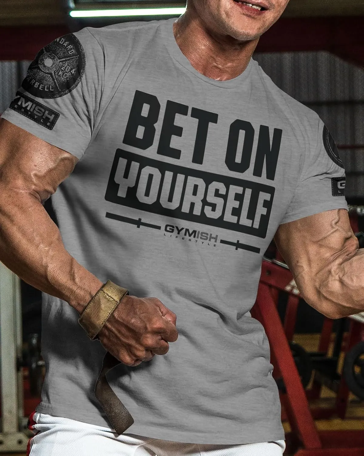 Bet On Yourself Weightlifting Workout T-Shirt, Motivational Gym Short Sleeve Shirts for Men