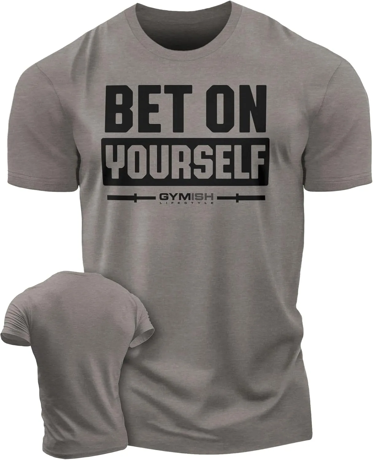 Bet On Yourself Weightlifting Workout T-Shirt, Motivational Gym Short Sleeve Shirts for Men