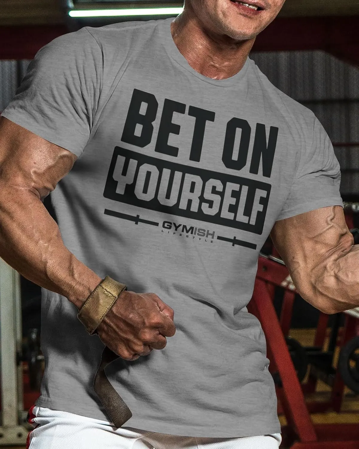 Bet On Yourself Weightlifting Workout T-Shirt, Motivational Gym Short Sleeve Shirts for Men