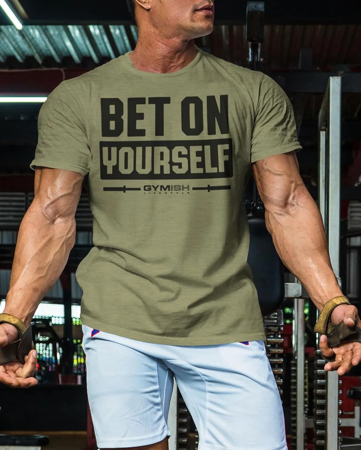 Bet On Yourself Weightlifting Workout T-Shirt, Motivational Gym Short Sleeve Shirts for Men