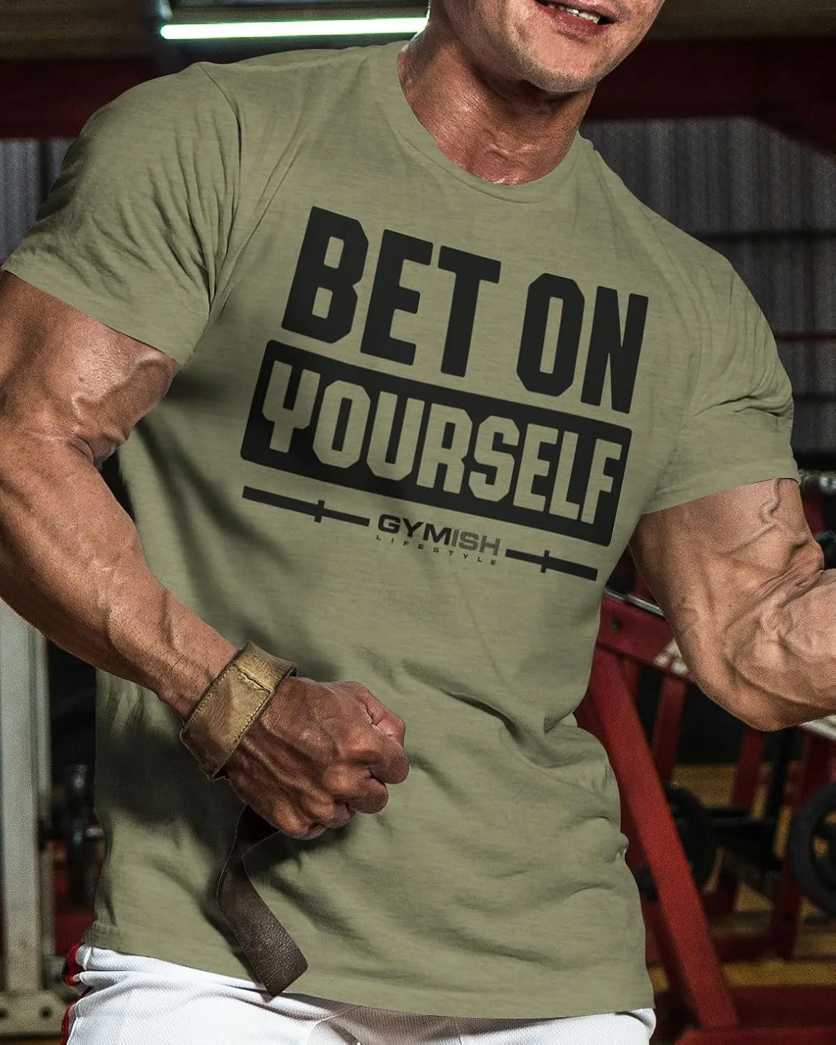 Bet On Yourself Weightlifting Workout T-Shirt, Motivational Gym Short Sleeve Shirts for Men