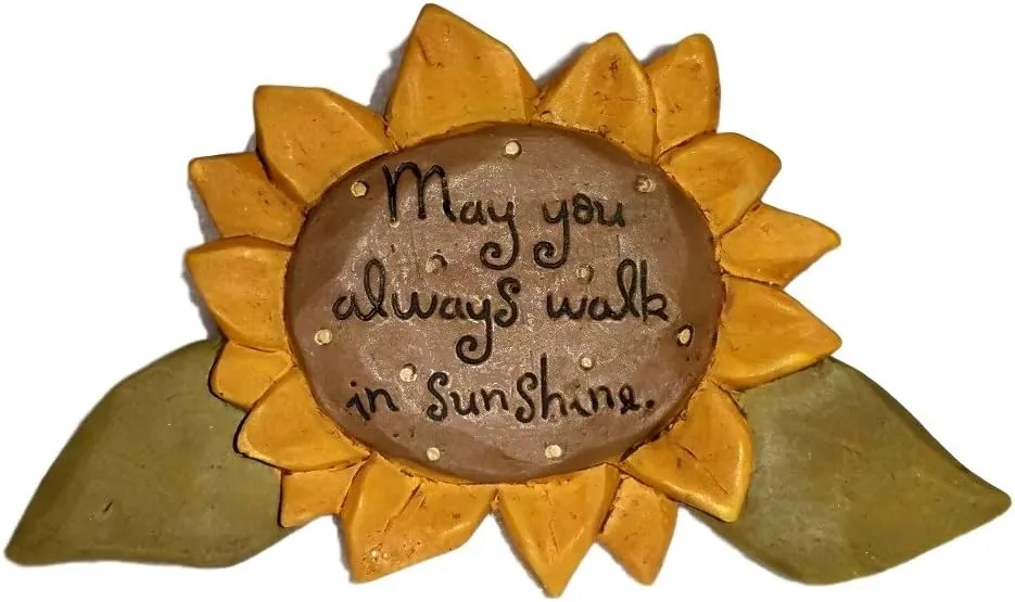 Blossom Bucket Whimsical Yellow Sunflower May You Walk in Sunshine Resin Brooch Pin #1