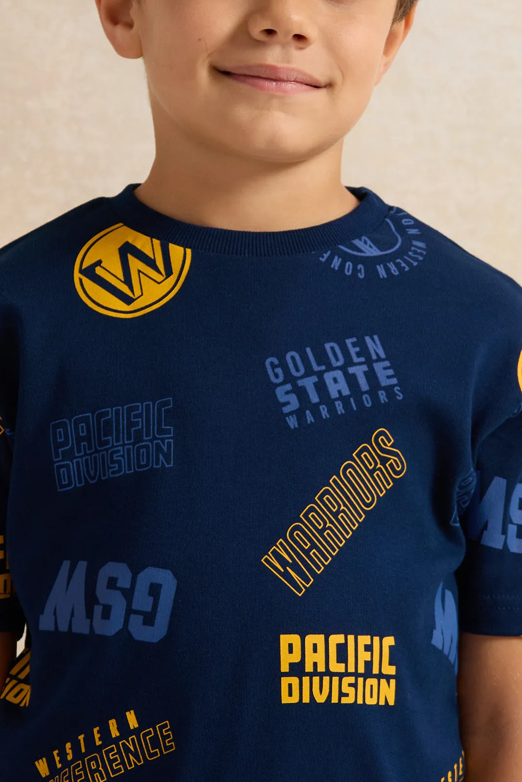 Boys Navy NBA Print T-Shirt