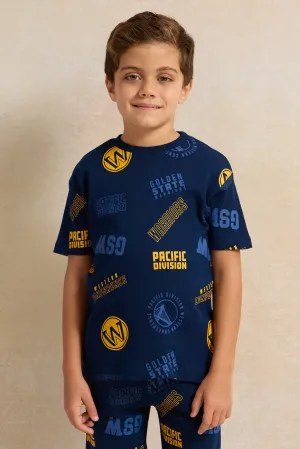 Boys Navy NBA Print T-Shirt